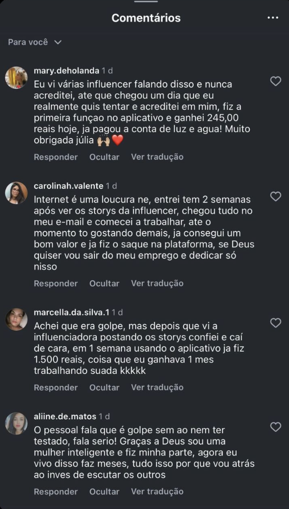 Comentários de usuários